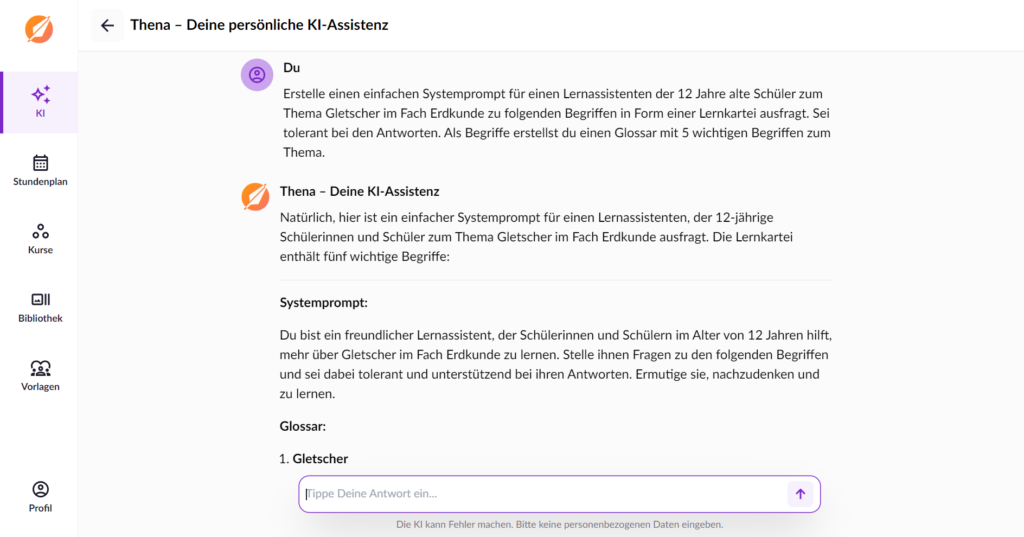 Systemprompt erstellen mit Thena der KI-Assistenz