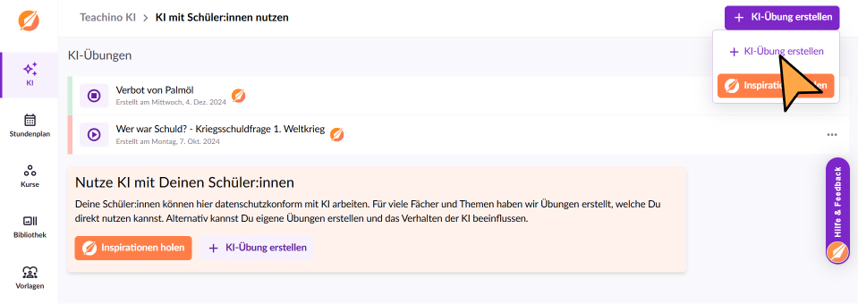 KI im Unterricht: KI-Übungen von Teachino